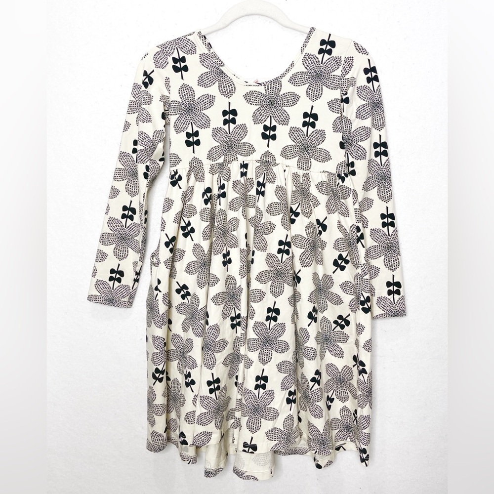 Hanna Andersson Super Twirl Celebration Dress Floral Ecru Black Size 12 Pockets - Picture 3 of 7